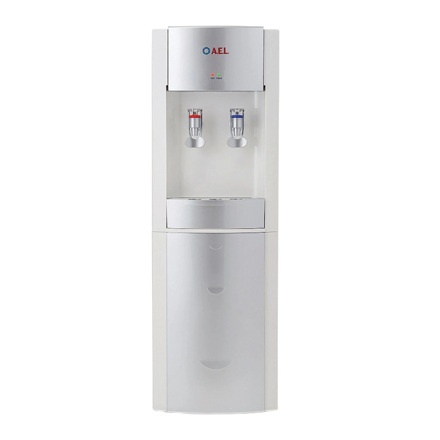 Кулер для воды LD-AEL-28c, напольный, НАГРЕВ/ОХЛАЖ. ЭЛЕКТРОННОЕ, шкафчик 10л, 2 крана, белый/сереб 0 454330