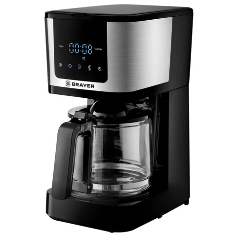 Кофеварка капельная BRAYER BR1125, 900 Вт, объем 1,25 л, LED-дисплей, термокружка в ПОДАРОК, черная 456901 - МСК «Форвард»