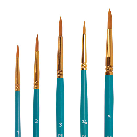 Кисти синтетика BRAUBERG, НАБОР 10 шт., синие (Круглые; Овальные; Плоские; Лайнеры), 201030 - МСК «Форвард»