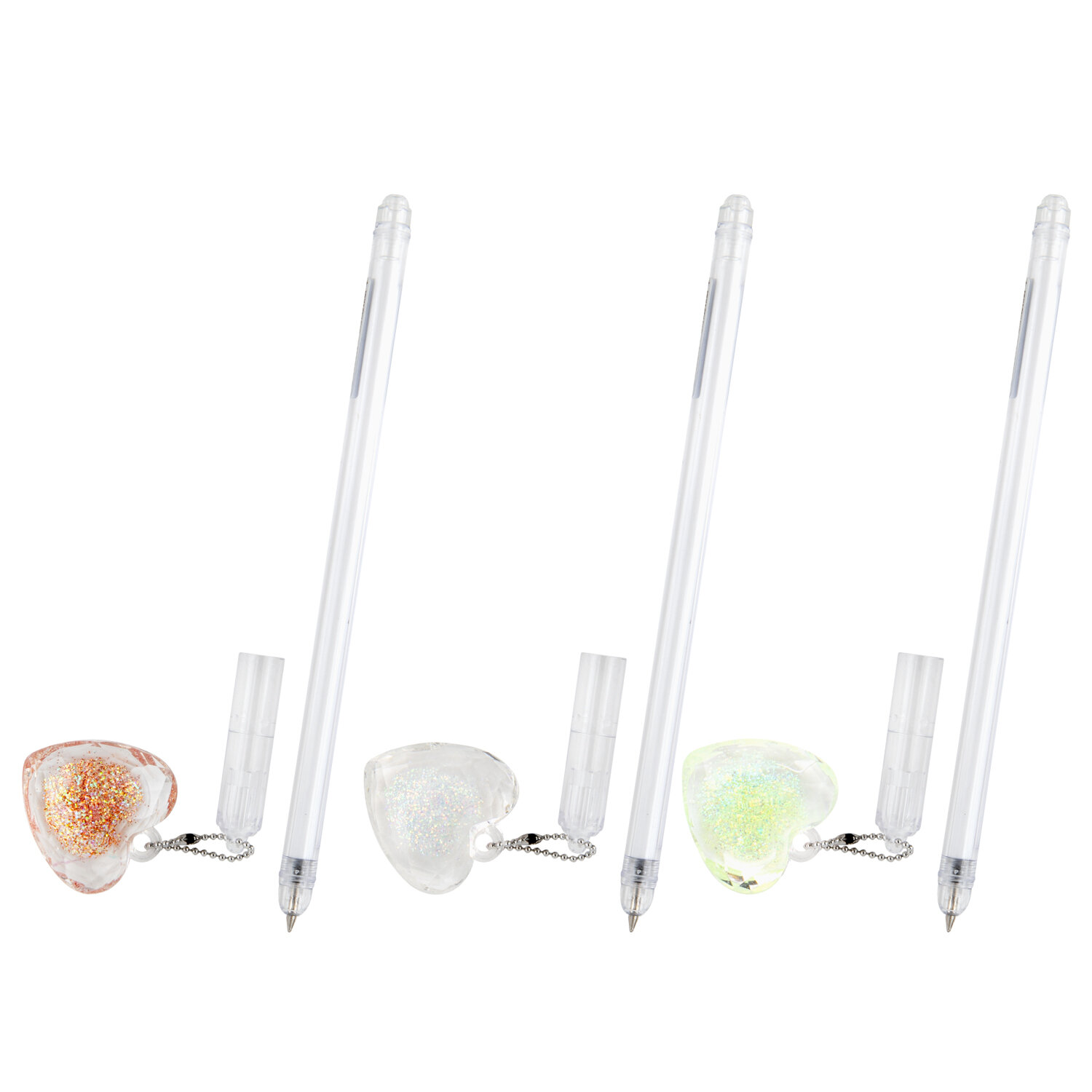 Ручка с подвеской шариковая ЮНЛАНДИЯ "Хрустальное сердце", детали ассорти, СИНЯЯ, узел 0,7мм, КОМПЛЕКТ12 шт  143792 