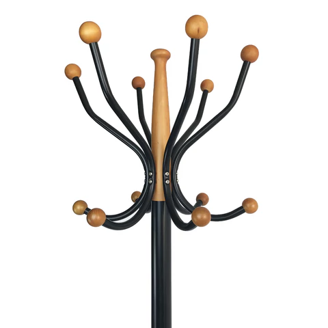 Вешалка-стойка BRABIX "CR-8243" на мраморном диске, металл, 6+3 крючка, цвет черный, 606438 - МСК «Форвард»