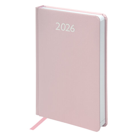 Ежедневник датированный 2026, А5, 138x213 мм, BRAUBERG "Profile", балакрон, светло-розовый, 117075 - МСК «Форвард»