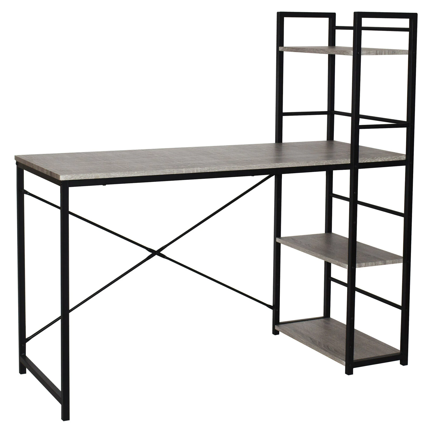 Стол на металлокаркасе BRABIX LOFT CD-005 (ш1200*г520*в1200мм), 3 полки, цвет дуб антик, 641222