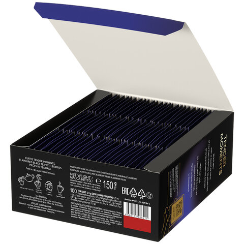 Чай CURTIS "Tender Moments" черный со вкусом ягод и мяты, 100 пакетиков в конвертах по 1,5 г, 102121 622788 - МСК «Форвард»