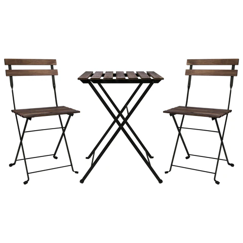 Комплект складной мебели (стол и 2 стула) NOSTRESS (НОСТРЕСС) "Woodstock FS-003A", металл черный, акация, 680060