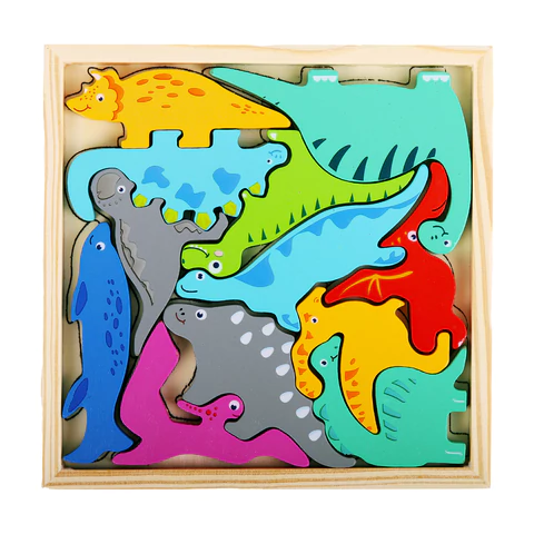 Пазл деревянный развивающий для детей "Динозавры", 17х17 см, BRAUBERG KIDS, 665252 - МСК «Форвард»