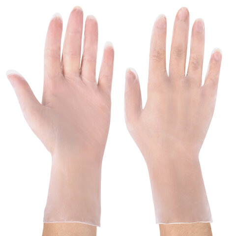 Перчатки виниловые смотровые 50 пар (100 штук), размер M (средний), прозрачные, SFM, Германия 631521 - МСК «Форвард»