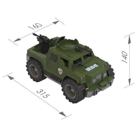Военная машина игрушечная БОЕВАЯ "Дозор", пластиковая, 33,1x16,6x15,6 см, НОРДПЛАСТ, 240 666505 - МСК «Форвард»