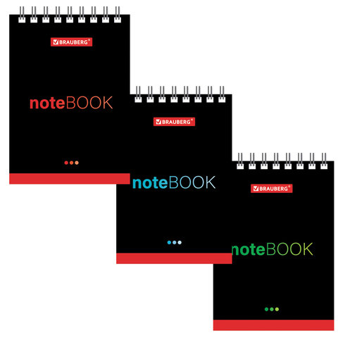 Блокнот МАЛЫЙ ФОРМАТ А7 75х105мм, 40л, гребень, картон, клетка, BRAUBERG, Черный стиль, 129855