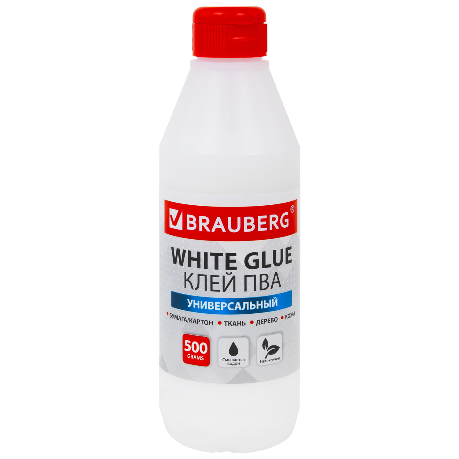 Клей ПВА BRAUBERG 0,5 кг универсальный (бумага, картон, дерево), 600982