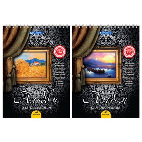 Альбом д/рис. А4 40л., гребень, выборочный лак, подложка, 120г/м, BRAUBERG,205х290мм,Картина (2вида) 102834