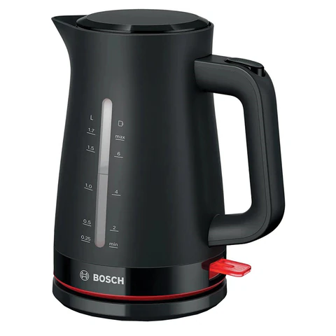 Чайник BOSCH TWK3M123, 1,7 л, 2400 Вт, закрытый нагревательный элемент, пластик, черный 458591 - МСК «Форвард»