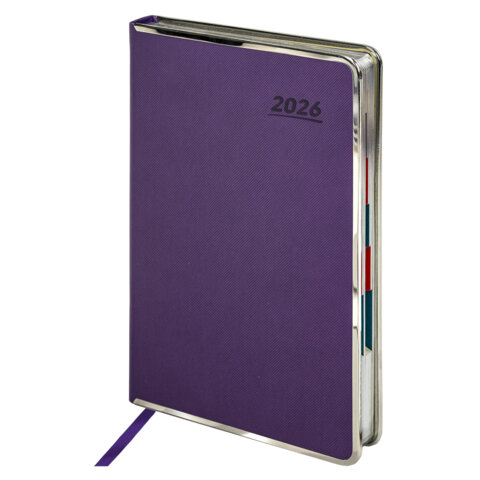 Ежедневник датированный 2026 А5 148х218мм GALANT "Infinity Silver", под кожу, фиолетовый, 117498 - МСК «Форвард»