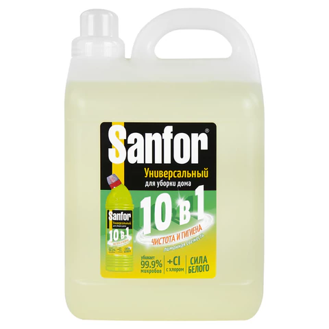 Чистящее средство 5 л, SANFOR 10 в 1 Universal "Лимонная свежесть", 22055 608307