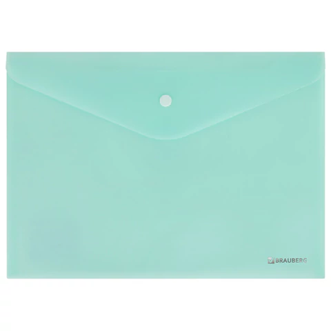 Папка-конверт с кнопкой А4, КОМПЛЕКТ 8 шт., пастельные цвета ассорти, BRAUBERG "PASTEL", 0,18 мм, 272865 - МСК «Форвард»