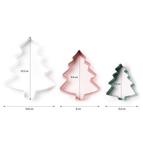 Набор вырубок для печенья новогодний 3 шт., "Елочки", нержавеющая сталь, рецепт, ЗОЛОТАЯ СКАЗКА, 592494 - МСК «Форвард»