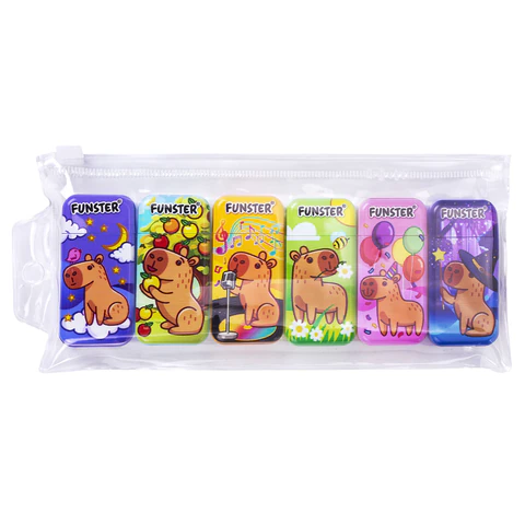 Корректирующая лента FUNSTER (ФАНСТЕР) "КАПИБАРЫ", 5 мм х 5 м, КОМПЛЕКТ 6 штук, пенал с zip-замком, 273021 - МСК «Форвард»