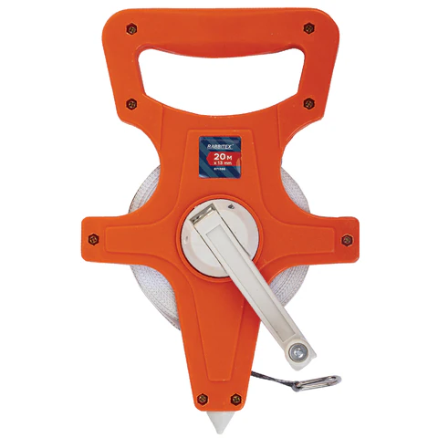 Рулетка геодезическая 20 м х 13 мм, лента фибергласс, открытый корпус, RABBITEX (РАББИТЕКС), 671366 - МСК «Форвард»