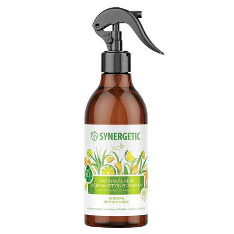 Освежитель воздуха 380 мл SYNERGETIC "Имбирь и лемонграсс", биоразлагаемый, 900004 609260 - МСК «Форвард»