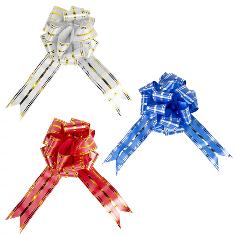 Бант-шар d15см для подарка НАБОР 3шт, цвета красн/золот, син/сереб, бел/золот, ЗОЛОТАЯ СКАЗКА 591835