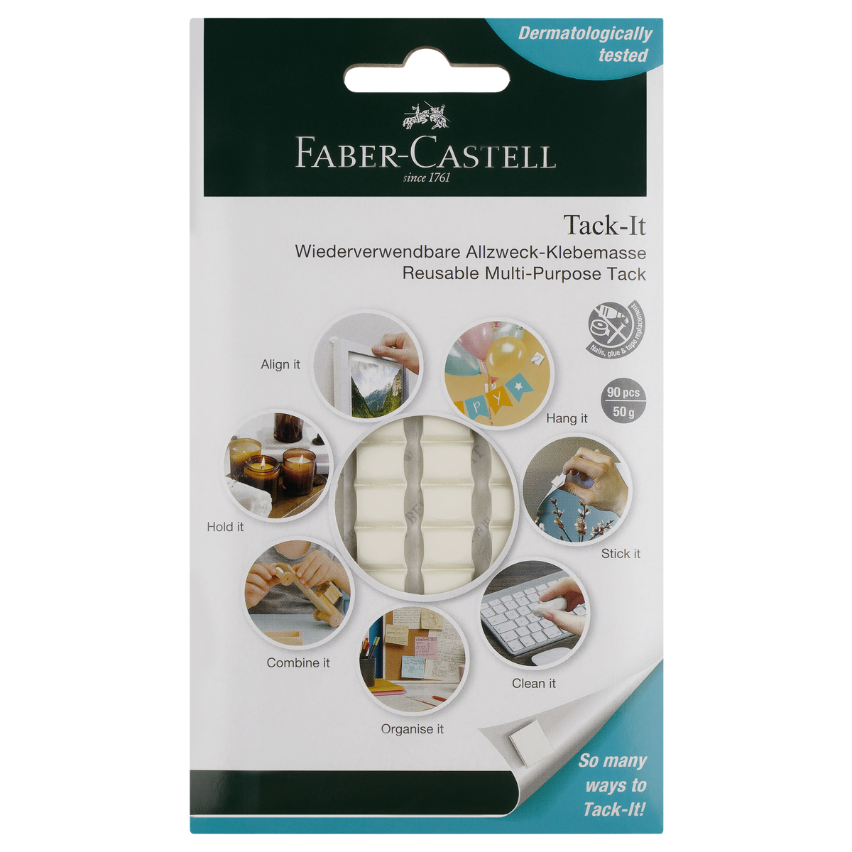 Масса для приклеивания Faber-Castell "Tack-It", 90 кубиков, 50г, картон. уп.,589150 европодвес 286598