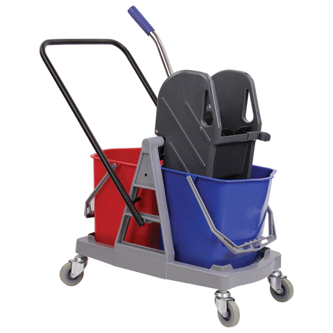 Тележка уборочная BRABIX, 2 съемных ведра 17 л, механический отжим, пластиковый каркас, 606660 - МСК «Форвард»