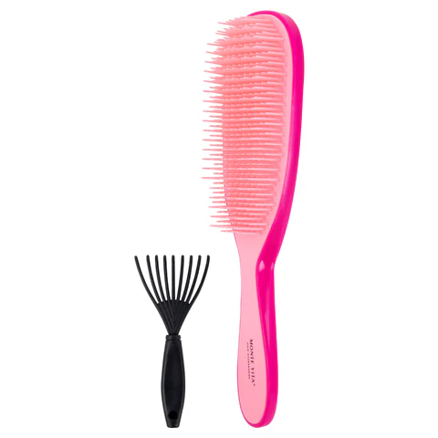 Расческа для волос массажная 22,5х6,5 см, розовая + щетка для чистки В ПОДАРОК, MONTE VITA (МОНТЕ ВИТА), 457428 - МСК «Форвард»