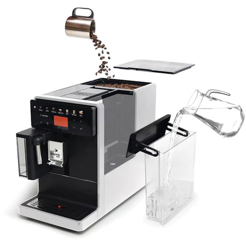 Кофемашина KAFFIT A5, 1400 Вт, объем 1,3 л, емкость для зерен 200 г, автокапучинатор, белая, A5 White 456544 - МСК «Форвард»