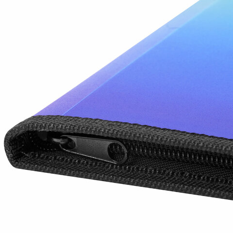 Папка объемная на молнии пластиковая BRAUBERG GRADE, А4, 330х240мм, 600мкм, зелено-голубой градиент, 271974 - МСК «Форвард»