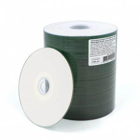 Диск CD-R MIREX Printable 700 Мб, 52x, Cake Box (упаковка на шпиле), печать на диске, КОМПЛЕКТ 100 шт., UL120008A8T 1056494