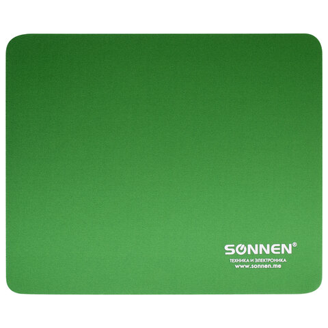 Коврик для мыши SONNEN "GREEN", резина+ткань, 220х180х3 мм, 513305