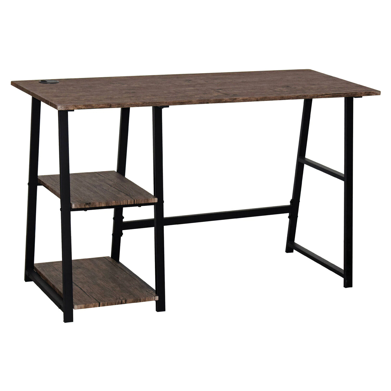 Стол на металлокаркасе BRABIX LOFT CD-006 (ш1200*г500*в730мм), 2 полки, цвет морёный дуб, 641224