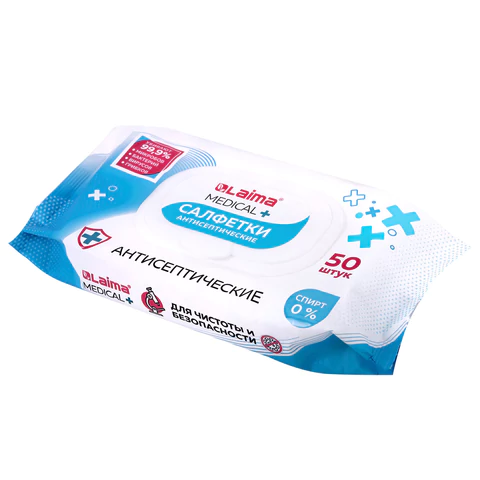 Дезинфицирующие салфетки бесспиртовые, для рук и любых поверхностей, 50 шт., LAIMA MEDICAL, 608764 Честный знак! - МСК «Форвард»