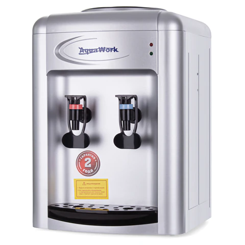 Кулер для воды AQUA WORK 0.7-TDR, настольный, НАГРЕВ/ЭЛЕКТРОННОЕ ОХЛАЖДЕНИЕ, 2 крана, серебро, 24762 458576 минпромторг - МСК «Форвард»