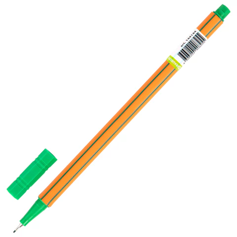 Ручка капиллярная (линер) ЗЕЛЕНАЯ, BRAUBERG "FINE 040", шестигранная, линия письма 0,4 мм, 144144 - МСК «Форвард»