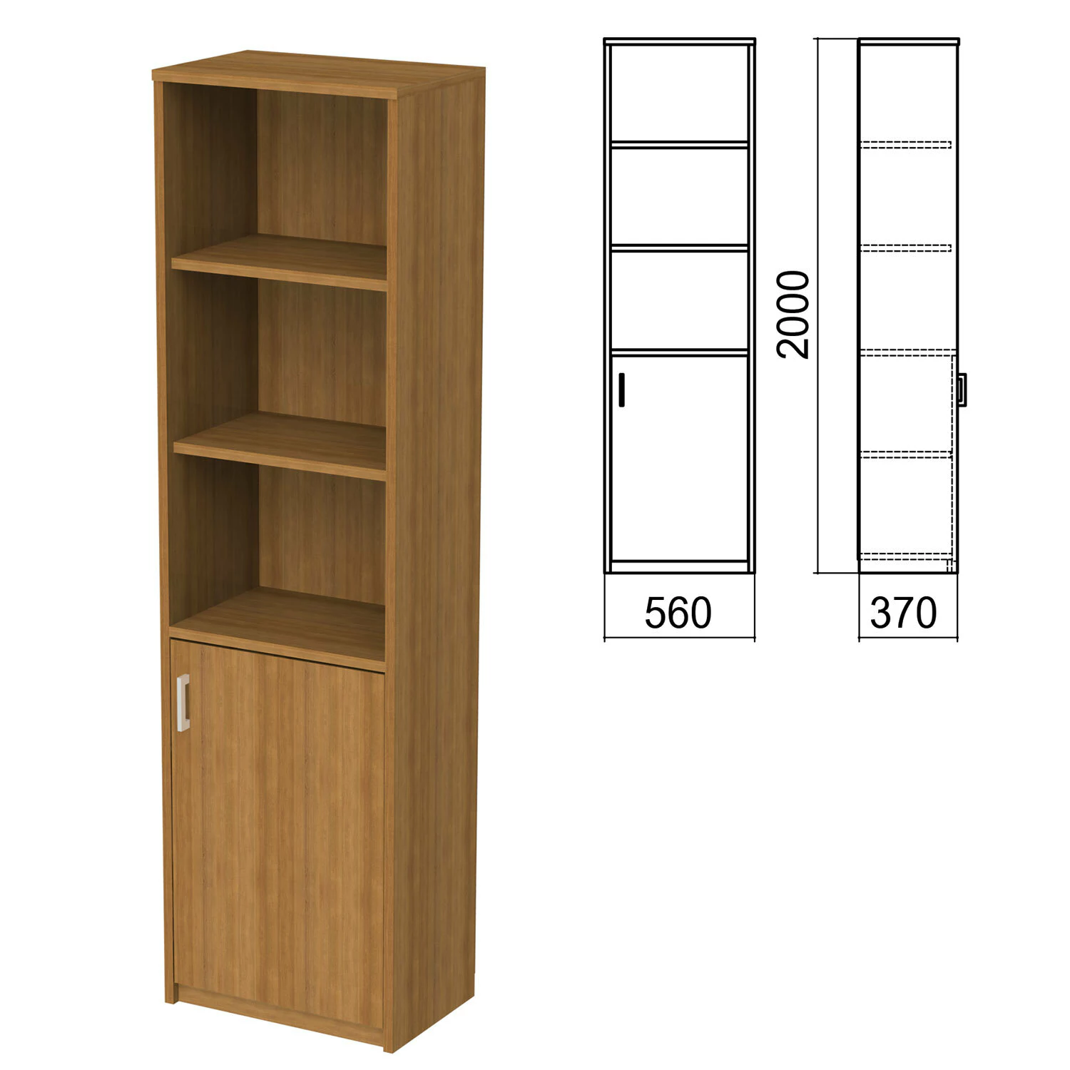 Шкаф полузакрытый "Арго", 560х370х2000 мм, орех (КОМПЛЕКТ) 981571