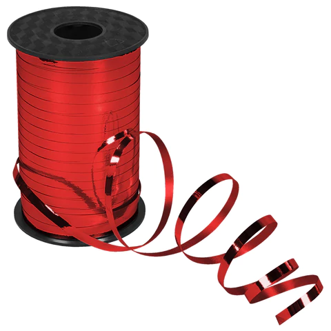 Лента упаковочная декоративная для шаров и подарков металлик 5мм*250м красная, ЗОЛОТАЯ СКАЗКА 591817