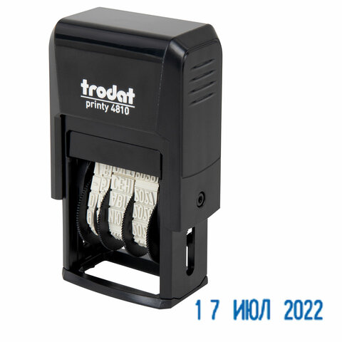 Датер-мини месяц буквами, оттиск 20*3,8мм синий, TRODAT 4810, корпус черный 4810 230546