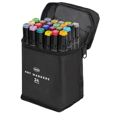 Маркеры для скетчинга двусторонние, НАБОР 24 шт., базовые цвета, в чехле, WBZ (ВБЗ), 152571 - МСК «Форвард»