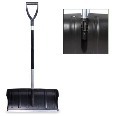 Лопата снегоуборочная пластик, 60х30см, высота 130см, с алюмин. черенком и наконечн, №14  601188