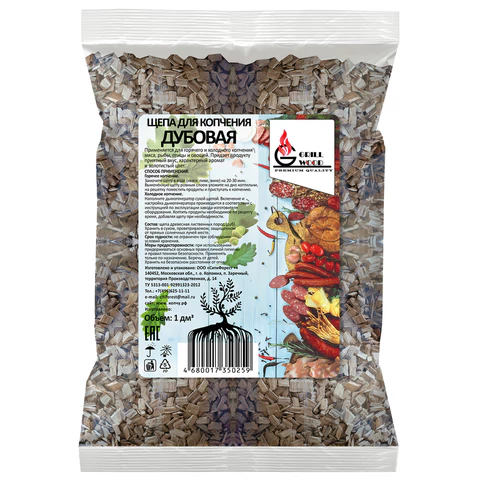 Щепа "Грильвуд" для копчения ДУБОВАЯ, 1 л, 701755 - МСК «Форвард»
