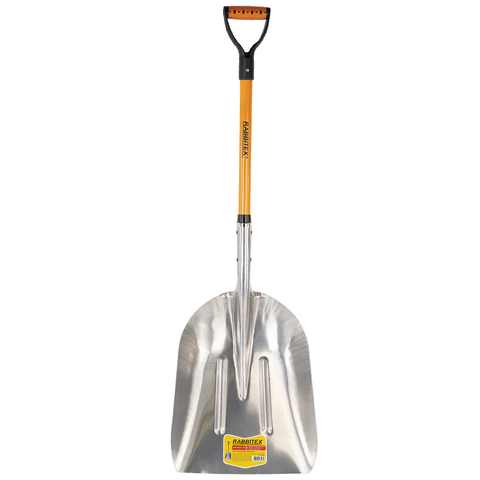 Лопата алюминиевая для снега 37х48 см, ОБЩАЯ ДЛИНА 120 см, черенок стекловолокно, V-ручка, RABBITEX (РАББИТЕКС) "FIBERGLASS", 700486 - МСК «Форвард»