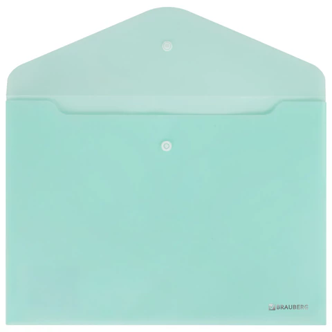 Папка-конверт с кнопкой А4, КОМПЛЕКТ 8 шт., пастельные цвета ассорти, BRAUBERG "PASTEL", 0,18 мм, 272865 - МСК «Форвард»