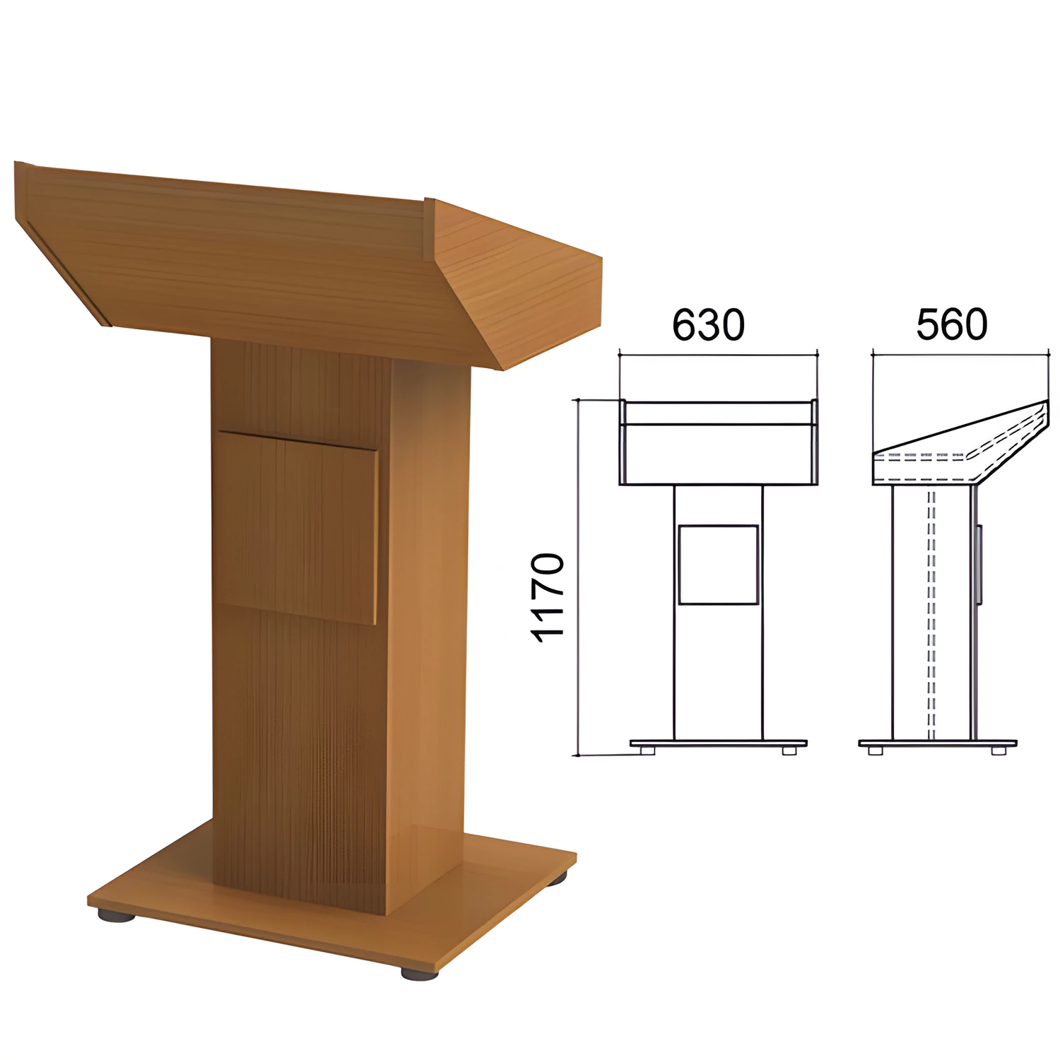 Трибуна кафедра напольная "Монолит" (ш630*г560*в1170 мм), цвет орех, ТЛ03.3 640202