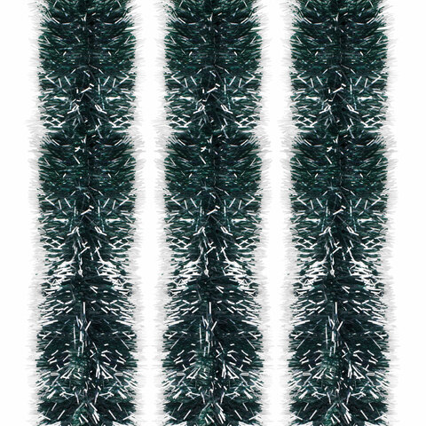 Мишура КОМПЛЕКТ 3 штуки, диаметр 100 мм, длина 2 м, зеленая с белыми кончиками, 592217 - МСК «Форвард»