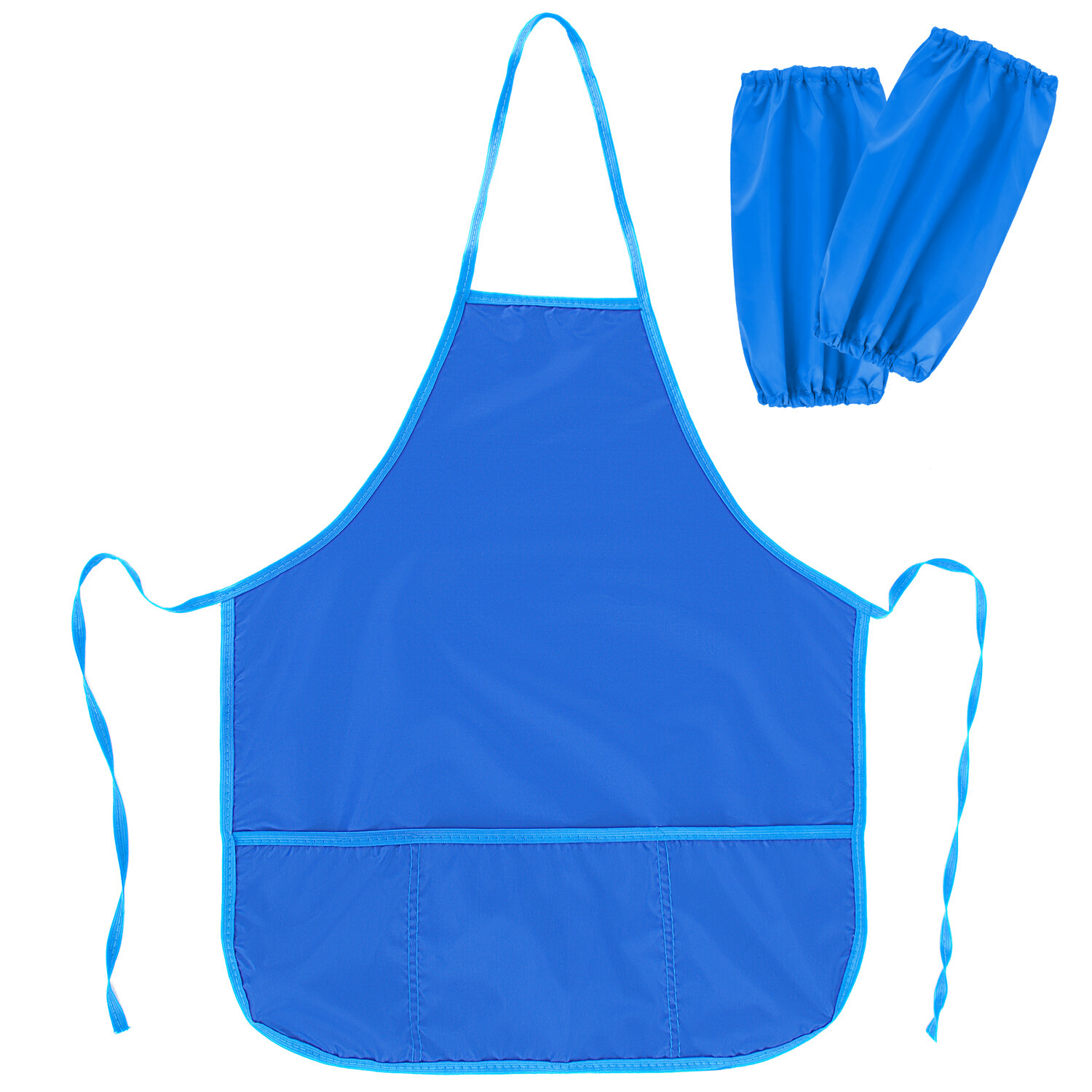 Накидка фартук с нарукавниками для труда ПИФАГОР, 3 кармана, увелич. размер, 45x60 см, синий, 228363