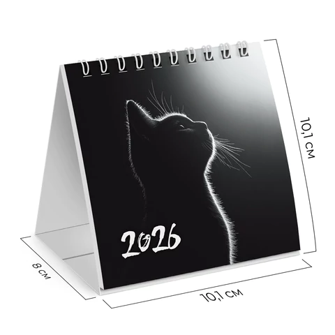 Календарь-домик настольный на гребне, 2026 г., BRAUBERG, 101х101 мм, "Милый котик", 117281 - МСК «Форвард»