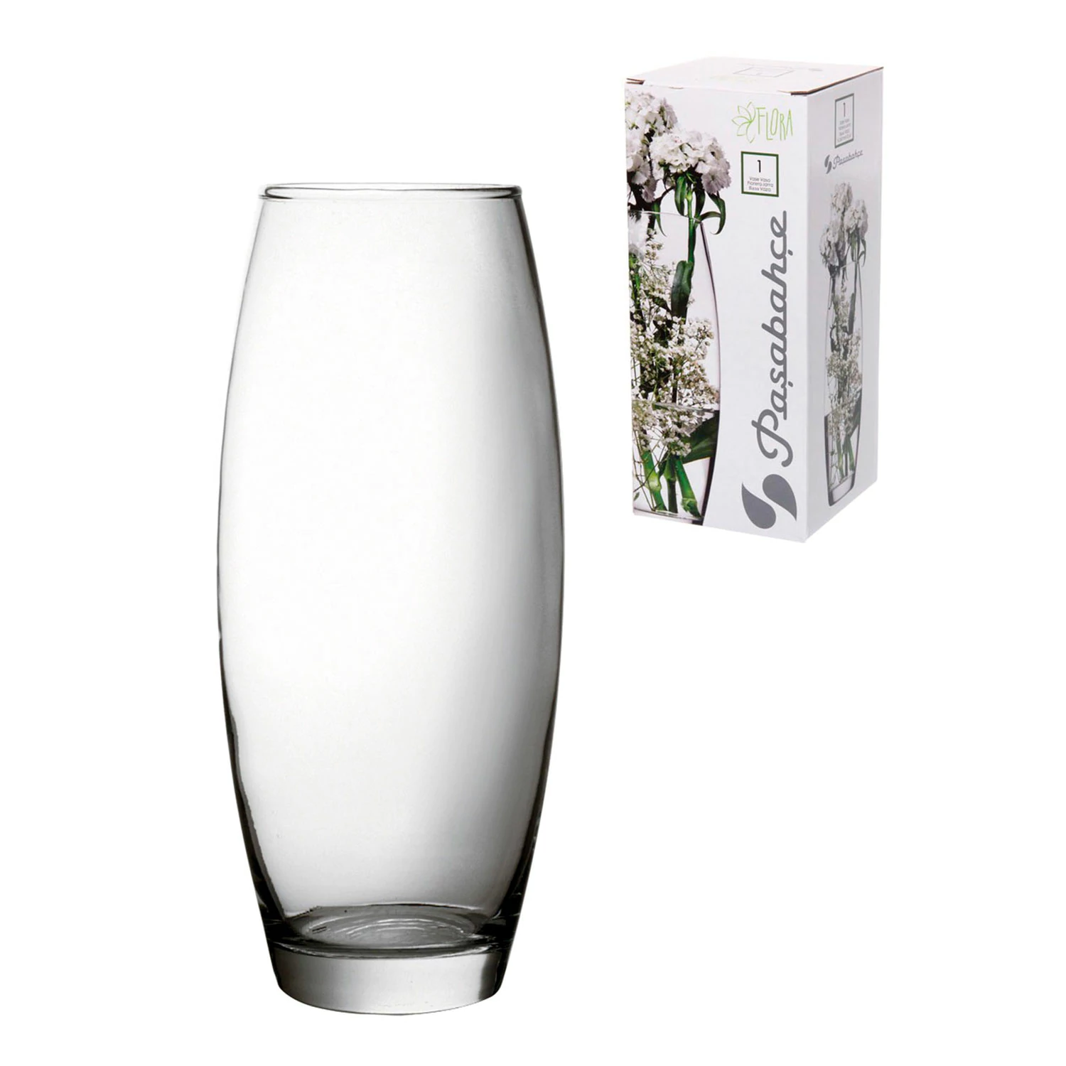 Ваза FLORA овальная, высота 26 см, стекло, PASABAHCE, 43966 601274