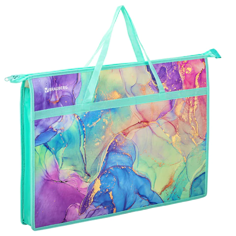 Папка для рисунков и чертежей с ручками BRAUBERG А3, пластик, молния сверху, "Marble", 271435 - МСК «Форвард»