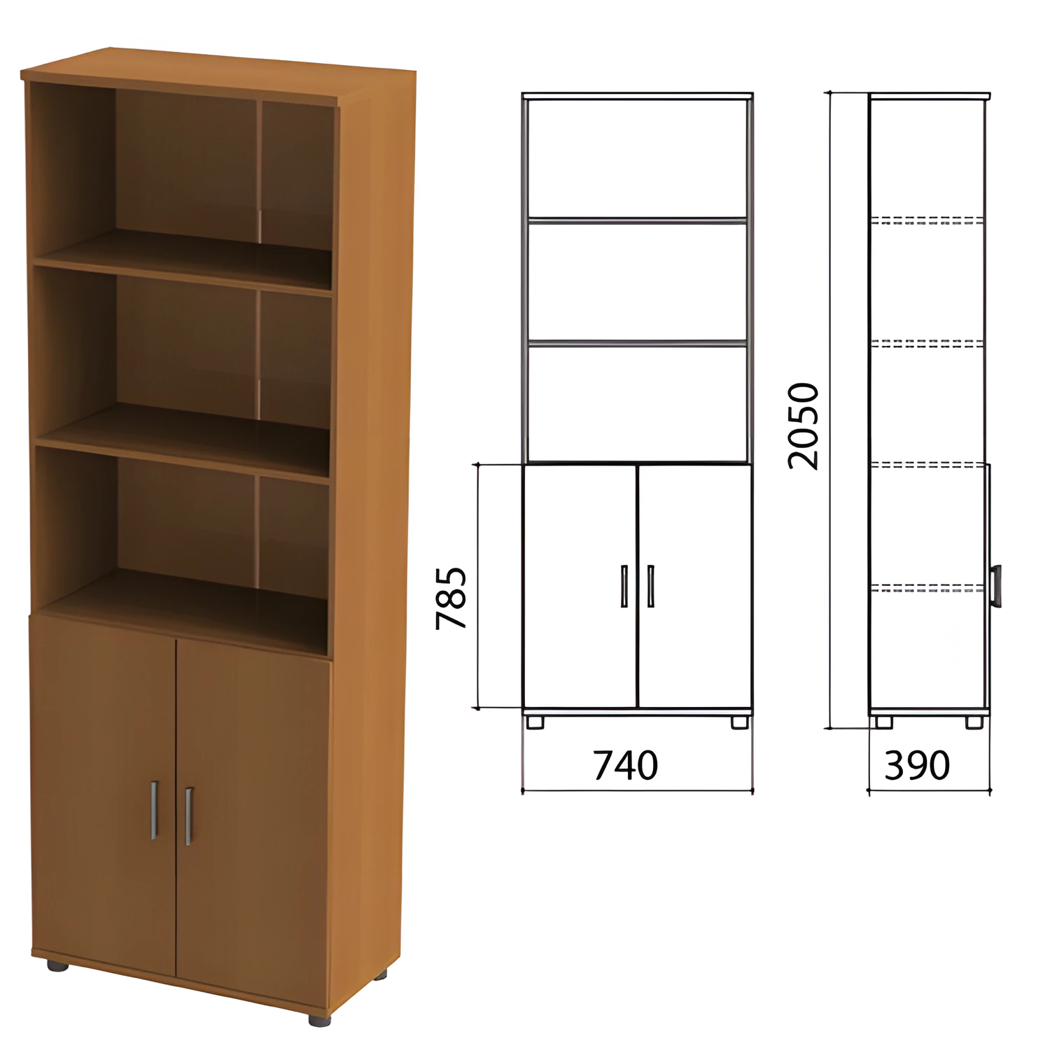 Шкаф полузакрытый "Монолит", 740х390х2050мм, цвет орех (КОМПЛЕКТ) 980076